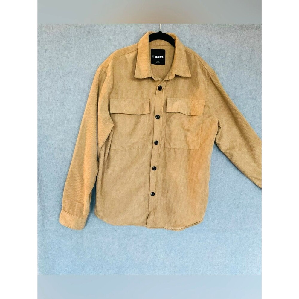 RSQ Mustard Yellow Corduroy Shacket Small Polyester Retro Streetwear Oversized